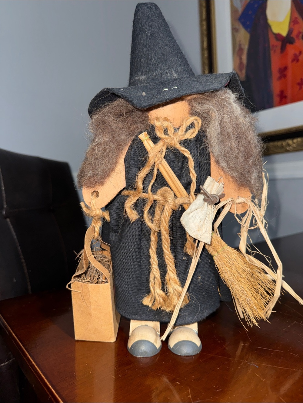Handcrafted Black Witch Doll Home Accent
